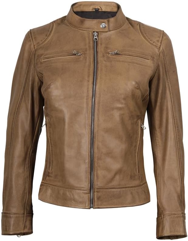 Blingsoul Real Leather Jacket Women - Cafe Racer Style Womens Leather Jackets - Image 4