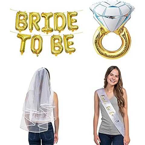 Bachelorette Party Decorations Kit, Bachelorette Party Supplies, Bride to Be Decorations, Bachelorette Sash, Veil, Bride To Be Balloons Cover