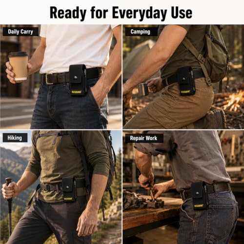 Image of Nylon Sheath for Multi-Tools with 21-Piece Screwdriver Bit Set | Durable flat end screwdriver bits and holder, case belt holster pouch with pockets, compatible with Leatherman multitools.