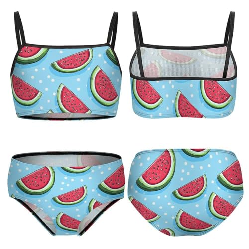 Watermelon Slice Girls Swimsuits Two Piece Bikini Sets Beach Sport Swimwear Bathing Suit3