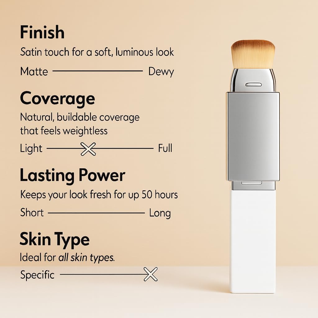 Color Changing Foundation Cover Cream Stick with Detachable Brush Full to Medium Coverage Base Makeup Suitable for All Skin Types (Natural color) — view 3