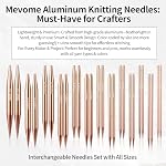 Mevome Interchangeable Circular Knitting Needles, 4-inch 13 Sizes 3MM-10MM Knit Needles Aluminum Lightweight Sets Portable Weaving Tools with Case 4 Cables for Handmade DIY Enthusiasts (Rose Gold)