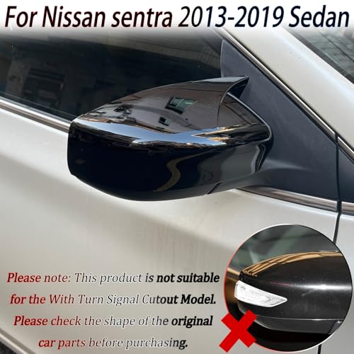 Image of Side Mirror Cover,for Nissan sentra 2013-2019, Bright Black Side Rear Mirror Covers Body Kit Accessories for Cars(Without Turn Signal Cutout)