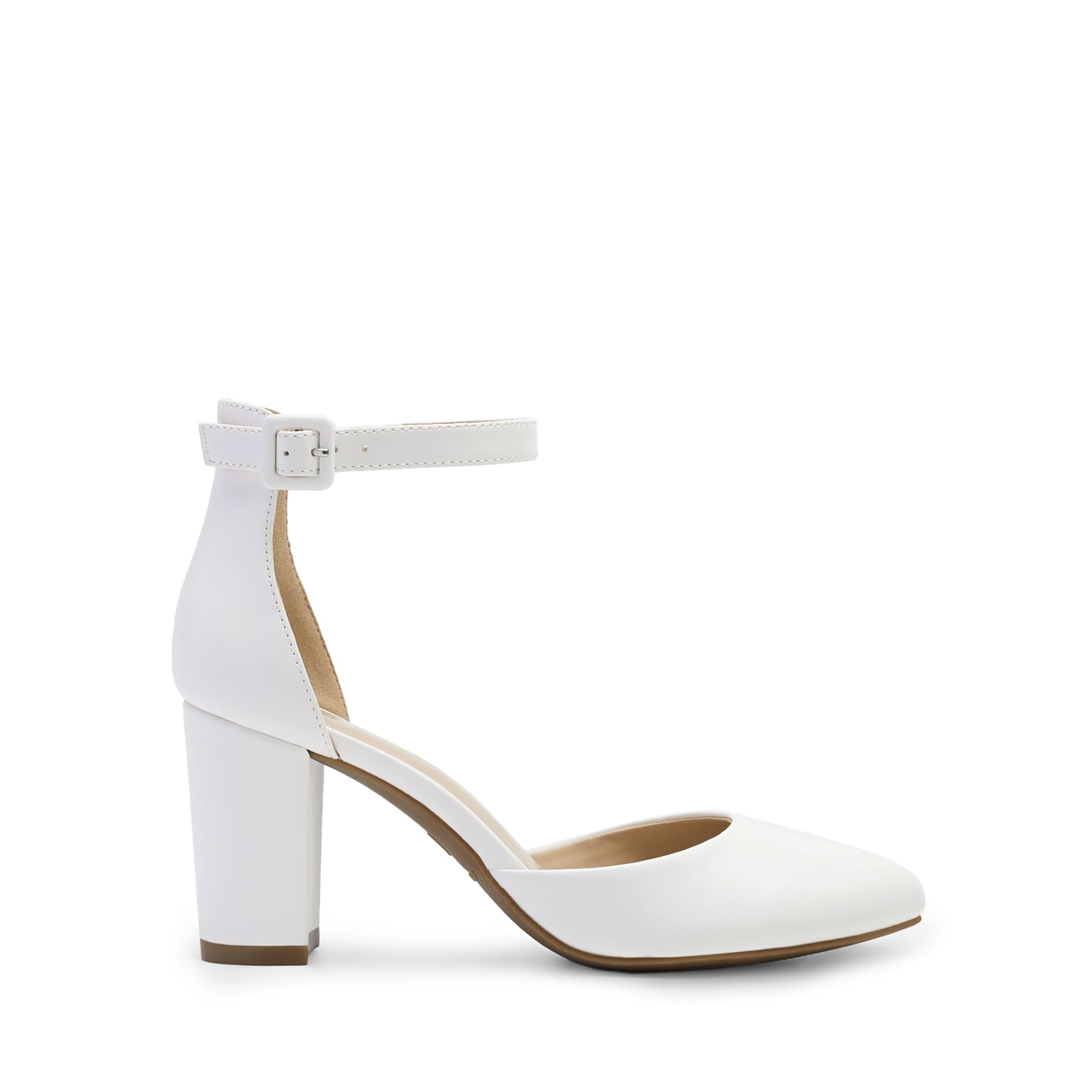 DREAM PAIRS Scarpe per Sposa con Tacco Alto a Blocco Décolleté con Cinturino alla Caviglia da Donna
