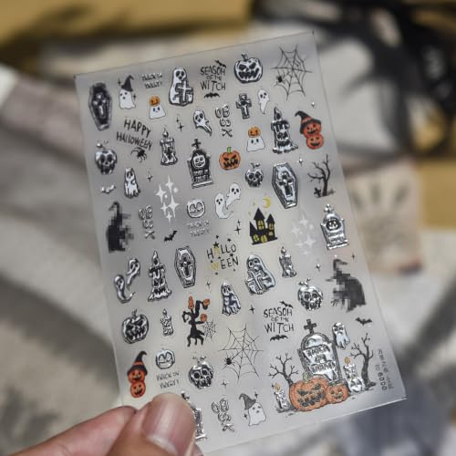 Image of Halloween Nail Stickers Self Adhesive Dark Ghost Nail Art Decal Decorations