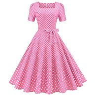 Vintage 50s retro dress for women ladies polka dot summer swing dress party dress up Hepburn style elegant cocktail tea break dress. Fabric: Made of select high grade fabric, polyester material with appropriate elasticity, upscale 3D tailoring, very ...