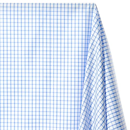 Premium Light Blue Gingham Check Poplin Fabric – Versatile Shirting Material for Creative Projects by The Yard