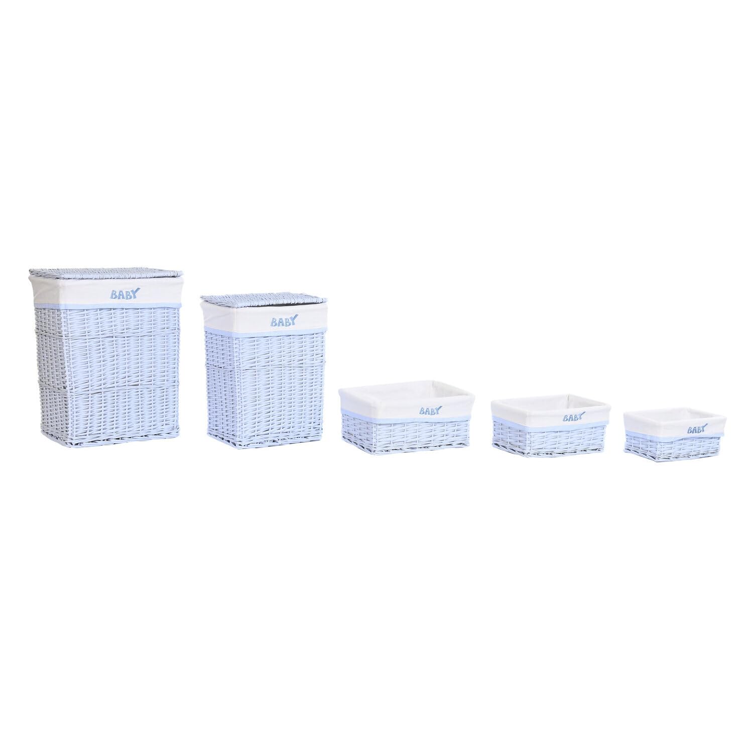 CESTA ROPA SET 5 MIMBRE POLIESTER 44X34X56