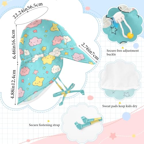 Cartoon Cute Stars Clouds Blue Infant Toddler & Kids Sunhat Boy Beach Toddler Girl UPF 50+ Protection Wide Brim Traveling Swim4