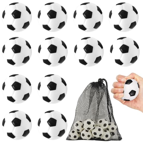Mini bola de futebol, 12 unidades, mini bolas desportivas, bola de stress, bola de espuma com saco de armazenamento, bolas anti-stress para adultos, futebol