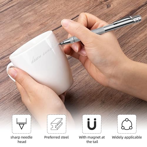 Gravurstifte aus Wolframkarbid Wolframcarbid Stift Hartmetallspitze Scriber 2 Stück Anreißnadel Hartmetall mit Rot Schutzhülle Gravieren Stift für Keramik, Edelstahl und Glas