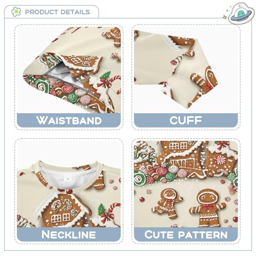 JUNZAN Gingerbread Candy Christmas Kids Girls Sweatshirt Hoodie Long Sleeve Hoodie for Boys Athletic 4T3