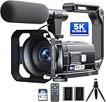 Camcorder Video Camera 5K 56MP Vlogging Camera for YouTube, WiFi, IR Night Vision, 3" 270° Touchscreen, 16X Digital Zoom, Webcam, Stabilizer, Remote Control, 2 Batteries, 64GB SD Card