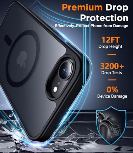 Image of Elzzi Magnetic for iPhone 16e /17e Case 2025 (Compatible with MagSafe)(Military Grade Drop Protection) Slim Translucent Matte Shockproof with Anti-Fingerprint Phone Case,Black