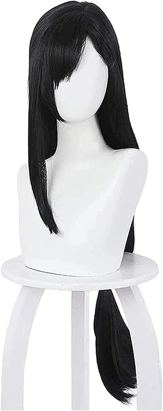 TLSD Tifa Lockhart Cosplay Wig Anime Final Fantasy 7 Long Black Straight Costume Hair for Women Girls Halloween Party Synthetic Wigs