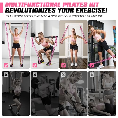 Image of KUTIZE Pilates Bar Kit with Resistance Bands, Heavy Duty Pilates Equipment for Men, Training Bands with Handles for Legs, Hip, Back, Arm, Abs, Chest, Shoulders, Portable Home Gym Workout Equipment