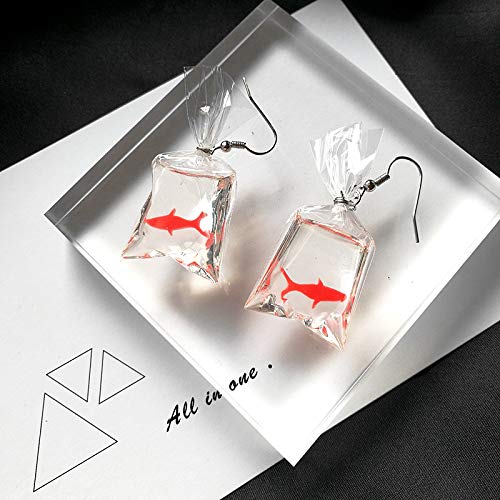Christmas Funny Fish In Bag Earrings, Unique Acrylic Resin Dangle Earrings Gift For Girls Women #TOP5
