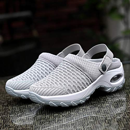 Image of Trsorini Mules Clogs for Women Summer Air Cushion Platform Mesh Mules Sneaker Sandals for Female Lightweight Beach Shoes Outdoor Slippers Walking Shoes