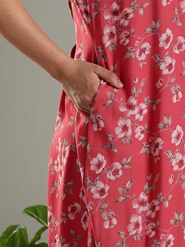 Image of 9shines Label Stylish Alpine Nighty Maxi for Women | Full Length Trendy Nightgown | Premium Nightdress | Nightwear | Embroidery Nighty with Pockets (2892)