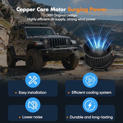 Image of OCPTY AC Blower Motor Fit for Ford Mustang 2015-2023 2015 2016 2017 2018 2019 2020 21 22 23, OE Replaces-700327,PM4489,FR3Z19805 B,FR3Z19805A A /C Blower Motor with Fan Cage Air Conditioner HVAC w /Fan