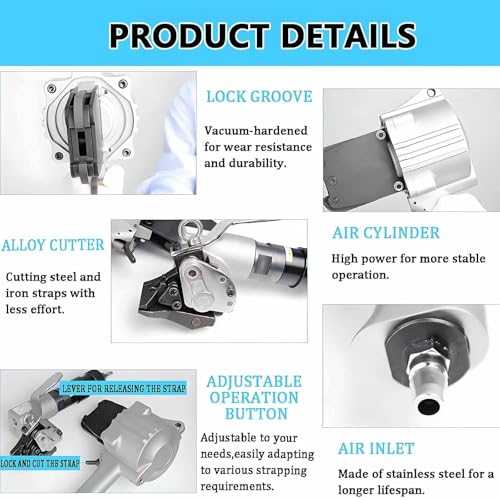 Pneumatic Strapping Tool Set - Heavy Duty Tensioner and Cutter for Metal Belt Packaging, idealny do zastosowań przemysłowych, trwały i wydajny dla bezpiecznych rozwiązań opakowaniowych