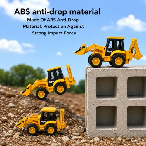 Image of Construction Vehicle Toy for Kids, JCB Excavator Loader Toy with Movable Front Loader & Backhoe, Heavy Duty ABS Plastic Bulldozer Truck, Sand Play Toy for Boys & Girls