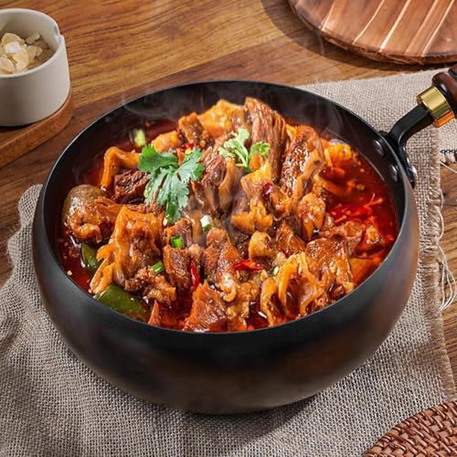 Zetqhuu Antihaft Wok, Chinesischer Handgefertigter Wok, Gusseisen Pfanne Mit Deckel, Unbeschichtete Eisenbratpfanne Für Gasherd Und Induktionsherd