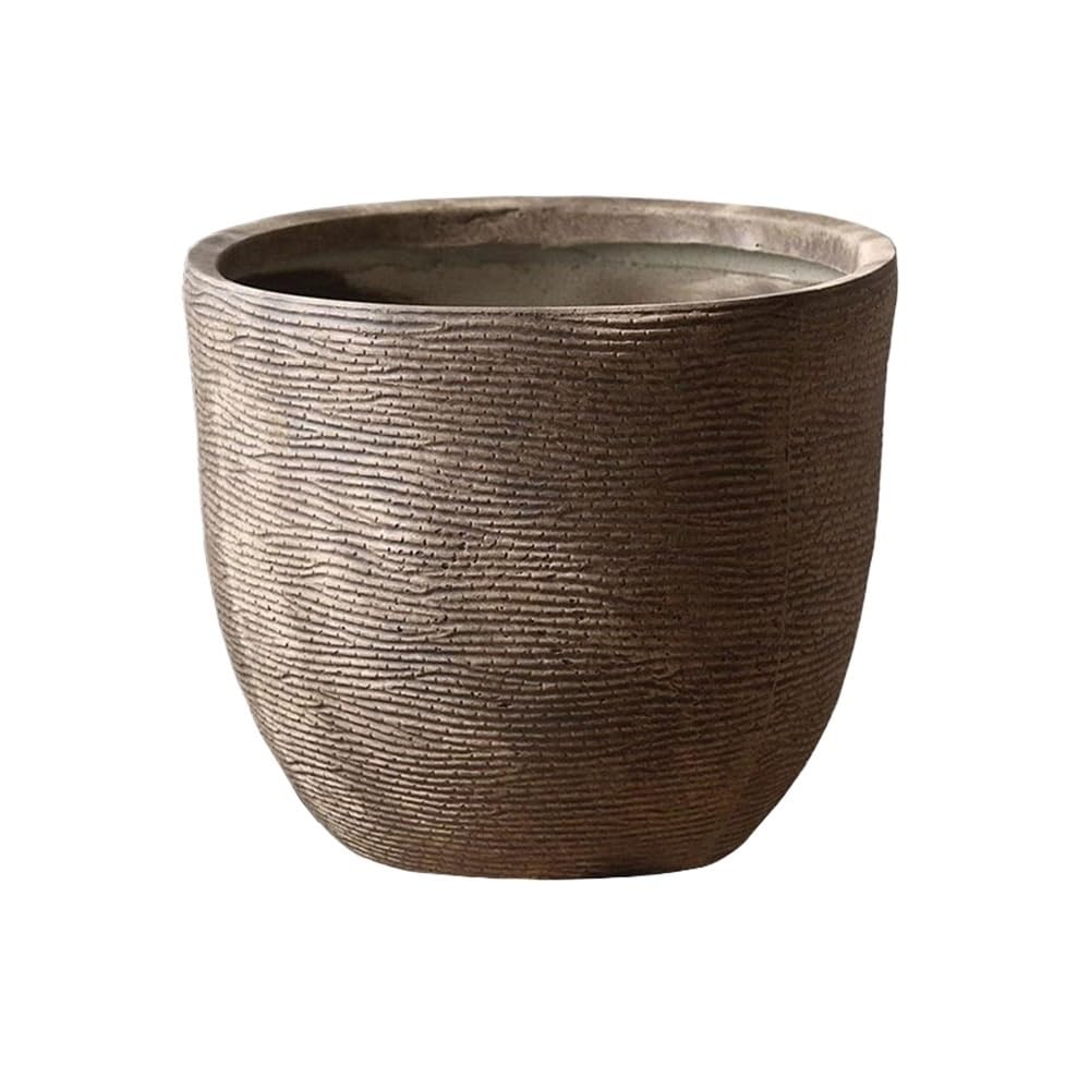 HLHLOP777 Flower Pot Flower Pot with Relief Pattern Large Calibre Magnesium Clay Floor Standing Planter House Plants, Succulents, Flowers