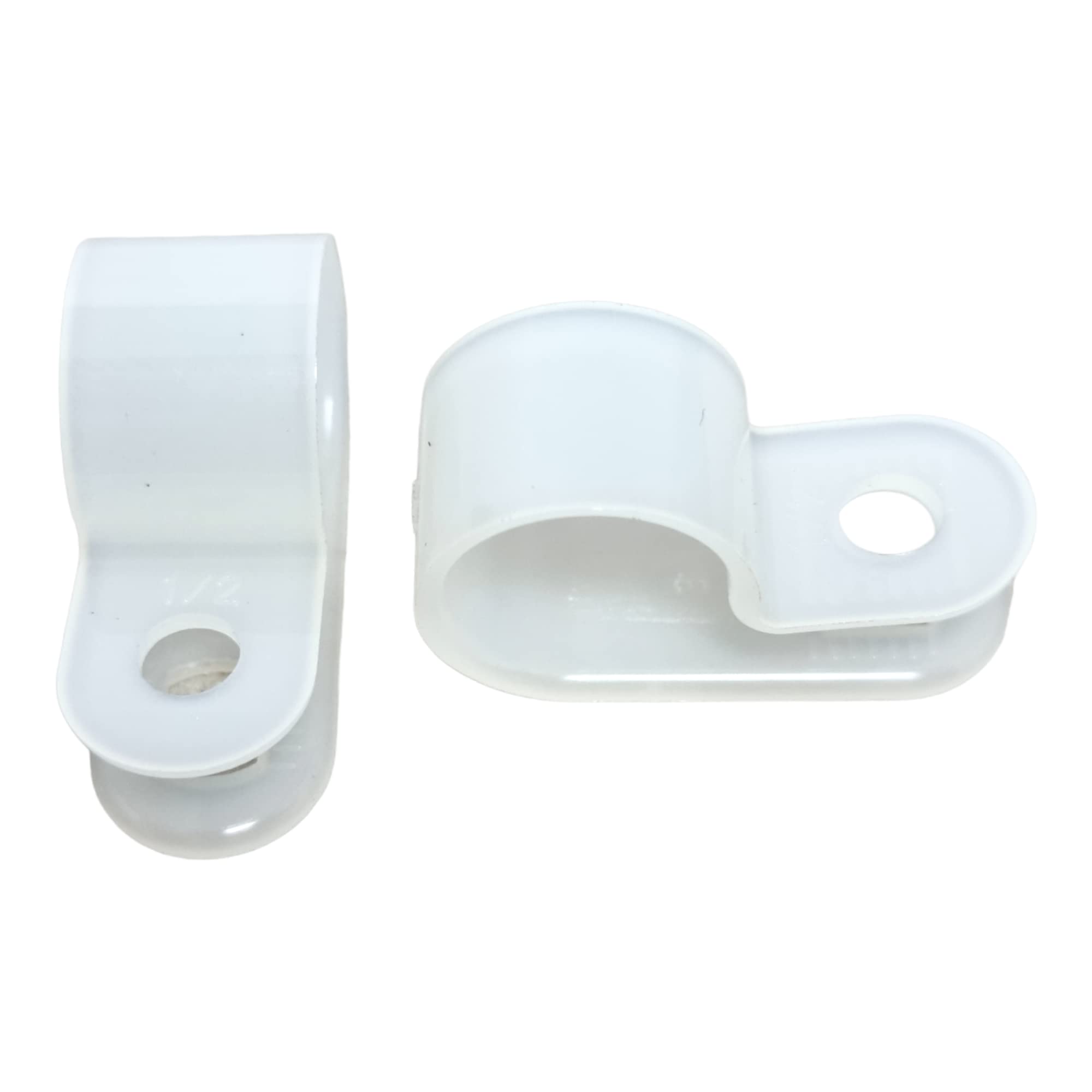 White 100 Pack Of Nylon P-Clips, Plastic Cable Clips, 12.7Mm (1/2") Diameter