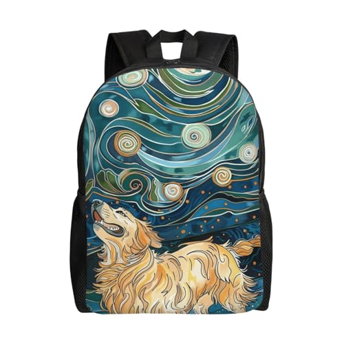 16In Travel Backpack Dog Starry Night Sky Casual Daypack for Outdoor Enthusiasts, Business Men & Women, Travel Ready Design