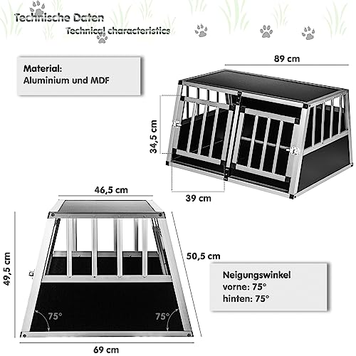PETSTUFF Hundebox schräge Frontseite und Rückwand 75° - Größenwahl, Zwei Türen