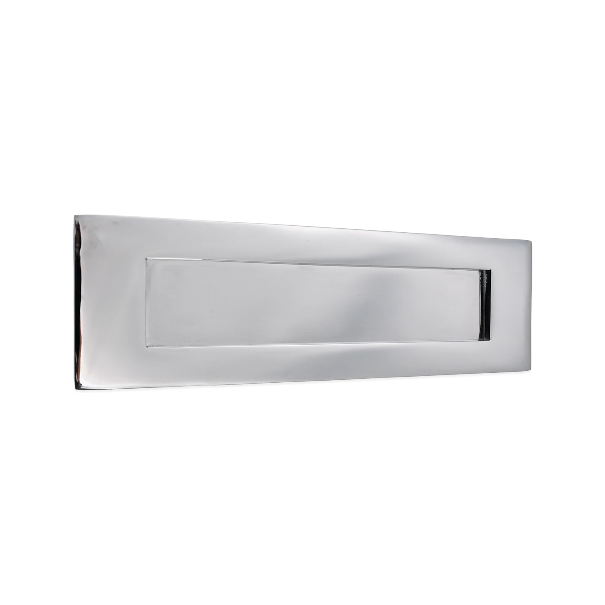 10" or 12" Victorian Solid Brass Traditional Sprung Letter Plate with Door Knocker - Polished Chrome (10" x 3" Letter Plate)