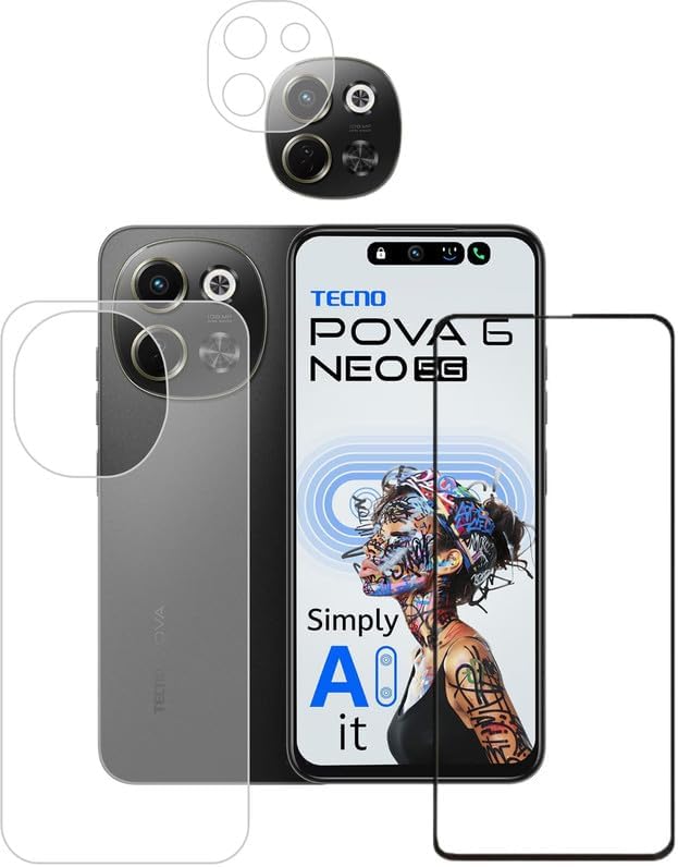 Front Back Screen Guard With Camera Glass For POva 6 Neo Tempered Glass Pack 3 SD148