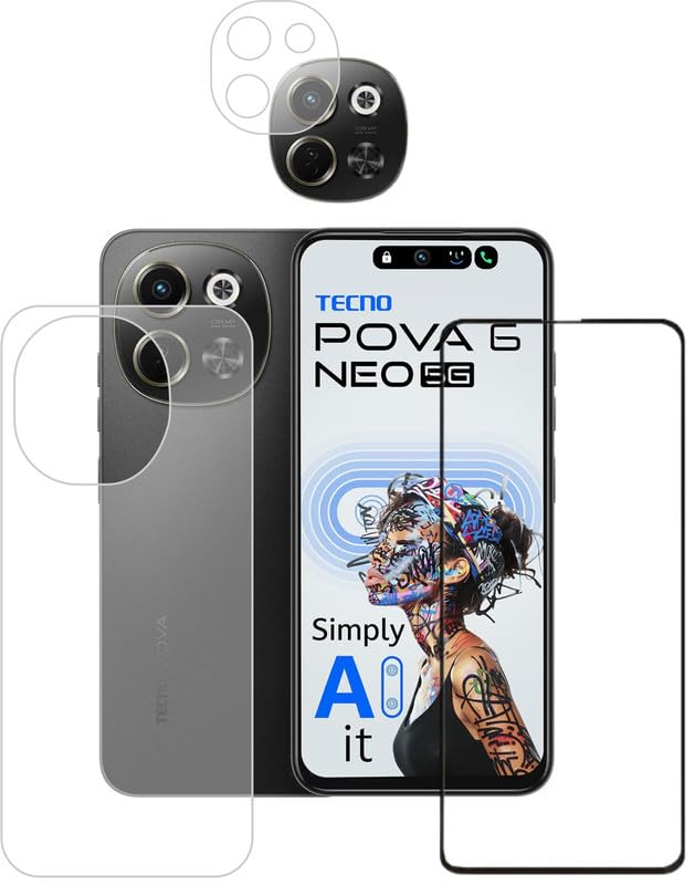 Front Back Screen Guard With Camera Glass For POva 6 Neo Tempered Glass Pack 3 SD148