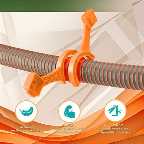 Image of RV Sewer Hose Wrench - 3&4 Inch Male /Female Cap Tool, Fits Camco Rhino /Revolution Hoses, Orange ABS for Cleanout Plugs - Easy Install /Remove 2 PCS