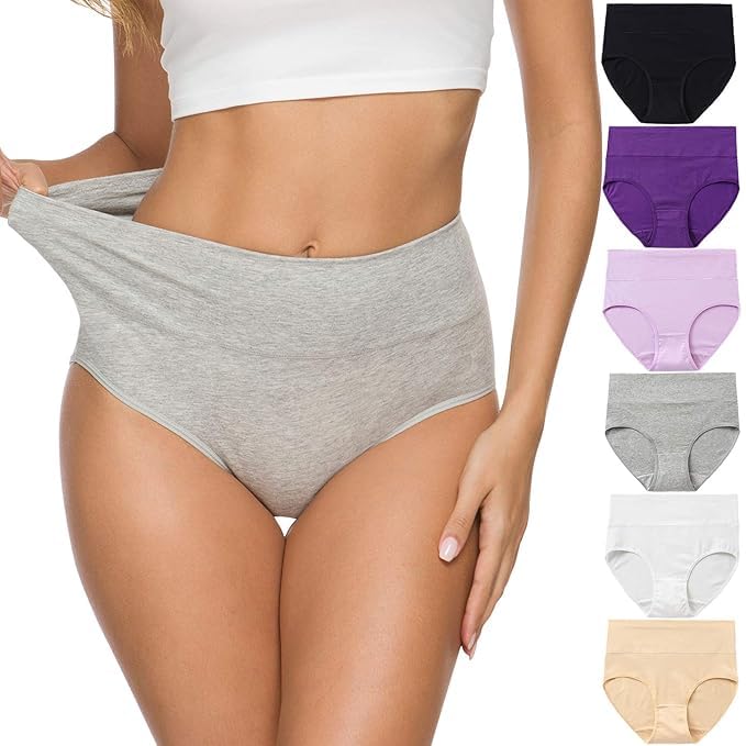 Image of Women High Waist Cotton Hipster Panty Ladies Soft Panties | Women Cotton Hipster Panty | Women Underwear | Super Soft Elastics | Lingerie Panties - (Pack of 6) -Multicolor6P