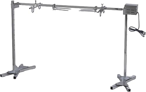 Miniatura 3 de GUDESEN Pig Whole Hog Spit Roaster Rotisseri Motor de 40 W, barra de asador de acero inoxidable para exteriores de 60 pulgadas