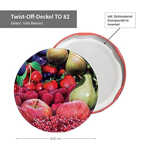 Van Well 6er Set Einkochgläser 500 ml Sturzglas Rote Beeren Deckel incl. Rezeptheft | Einmachgläser für Obst & Marmelade… – Bild 4