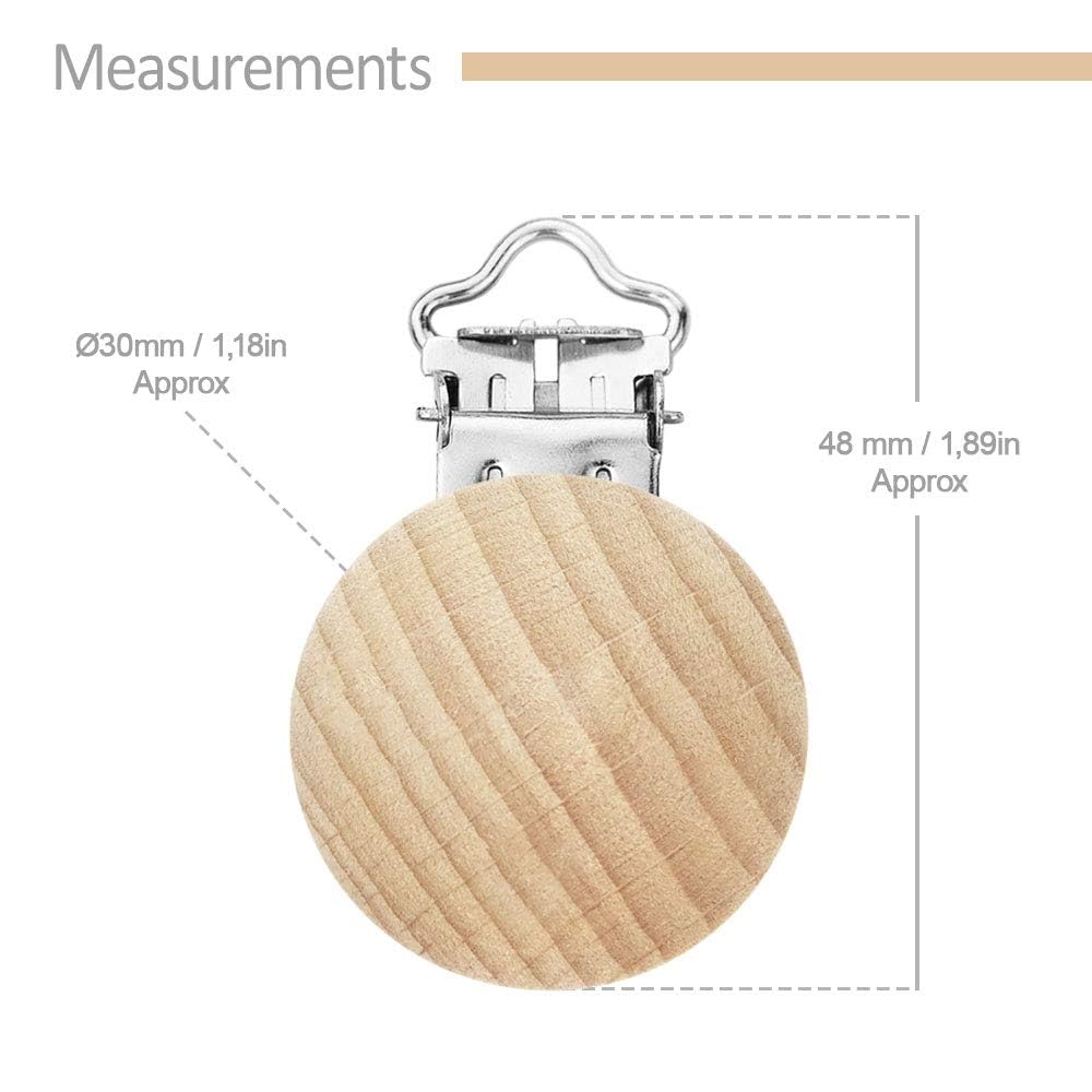 RUBY 10 clip per ciuccio, in legno, per bambini, per il fai da te, per il fai da te, per evitare che il ciuccio, per il fai da te