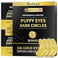 Under Eye Patches, Dermatology Golden Eye Mask with Amino Acid & Collagen, Cooling Eye Care for Wrinkles, Puffy Eyes & Dark Circles, Skincare Treatment, Gift for Women, 20 Pairs