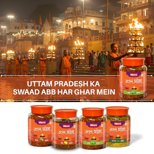 Image of Nilon's Uttam Pradesh Mango Pickle (475g) Homemade Aam Ka Aachar | Spicy & Tangy Pickle in Authentic UP Style with Raw Mango, Mustard Oil & Spices Mixed with No Added Artificial Colour