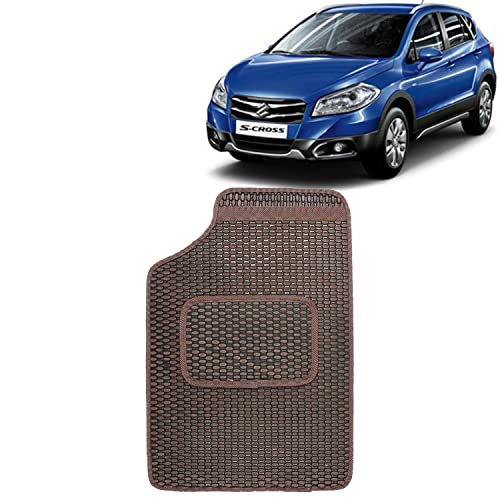 Image of Kingsway Dotted Design Car Floor Foot Mats Universal Fit for Maruti Suzuki S Cross, Model Year : 2014-2017, Water and Dustproof, Color Brown, Set of 5 Pieces