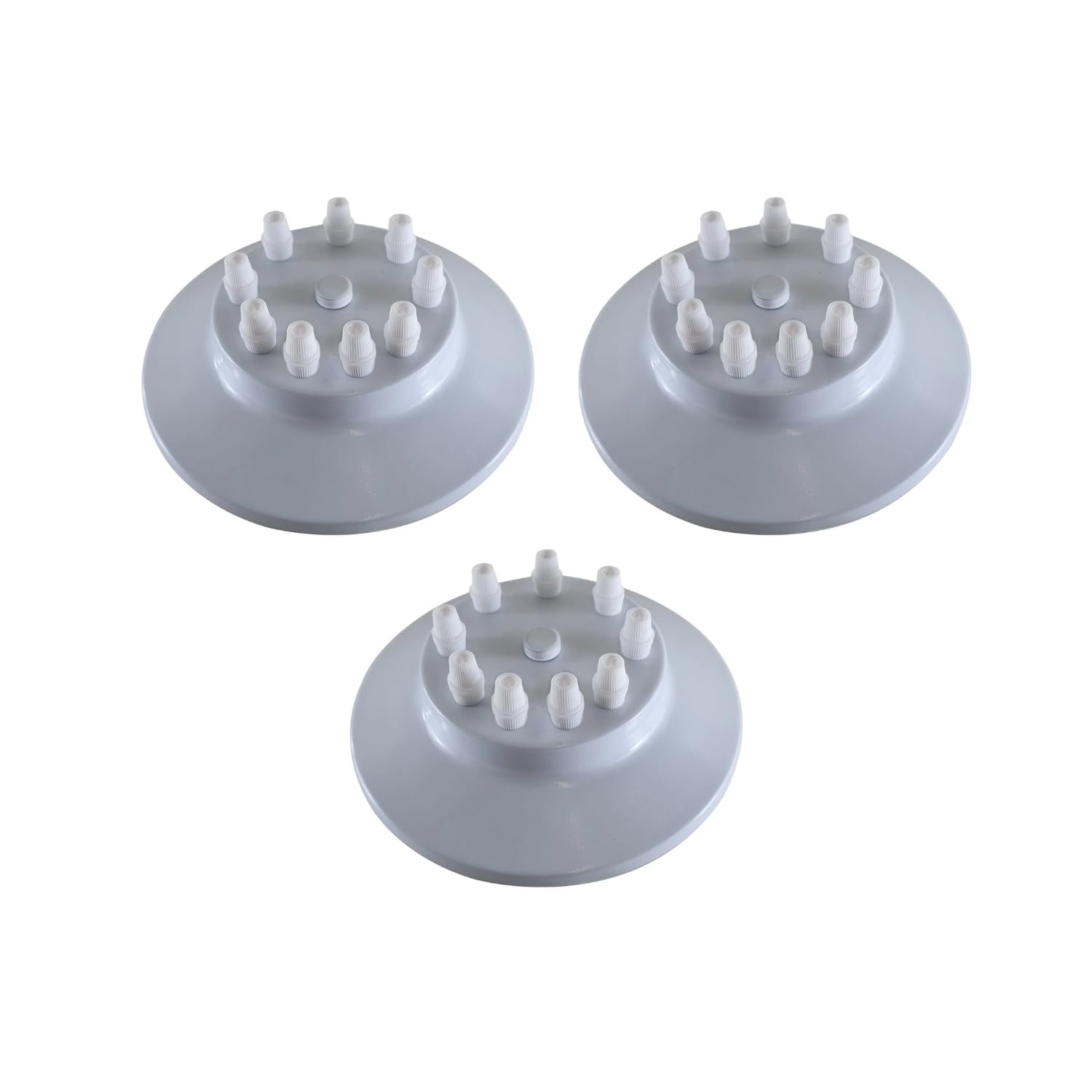 LEDSone 200mm 9-Outlet Ceiling Light Fitting Plate for Pendent Lights, Metal Front Fitting White Ceiling Rose with Fitting Accessories for Spider Pendant Lighting (White - 3 Pack)