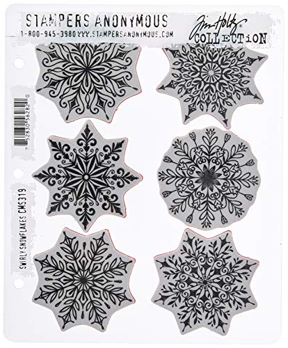 Stampers Anonymous CMS319 Tim Holtz Cling Stamps 7"X8.5"-Swirly Snowflakes