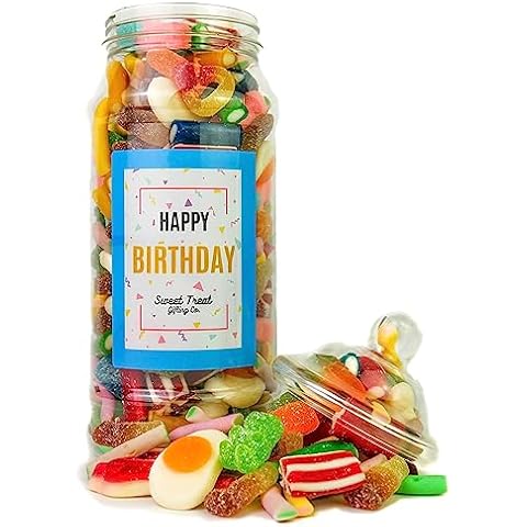 Classic Retro Happy Birthday Pick n Mix Jar Cover