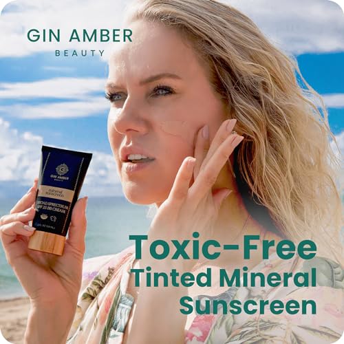 Gin Amber Beauty LLC Gin Amber Beauty Mineral Tinted SPF 25 - Toxic Free Face Sunscreen and BB Cream for Women with Sensitive Skin - Revolutionary Zinc Oxide Formula - Improves Fine Lines and Uneven Skin Tone