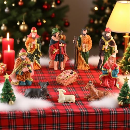 Naissance de Jésus : figurines miniatures religieuses et crèche de Noël de table - 4