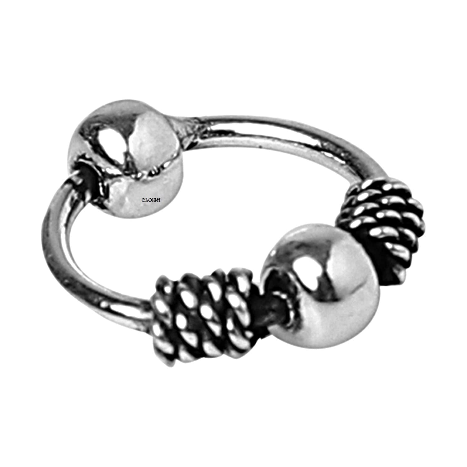 eloish 92.5 Sterling Silver Nose Rings for Women. 92.5% Pure Silver Nose Ring for Girls (SILVER ORNAMENTS : 0.150 GRAMS) (7MM SMALL DIAMETER)-picture-37