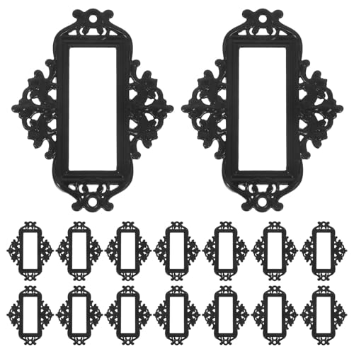 TOVINANNA Soportes para Etiquetas Metálicos Vintage 24 Unidades Marco Decorativo Negro para Cajones Archivadores y Muebles Portaetiquetas Resistente para Organización Oficina y Hogar