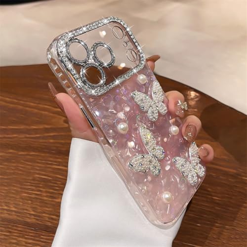 Coque iPhone 15 Pro anti-rayures protégeant l'objectif avec papillon nacré - 5